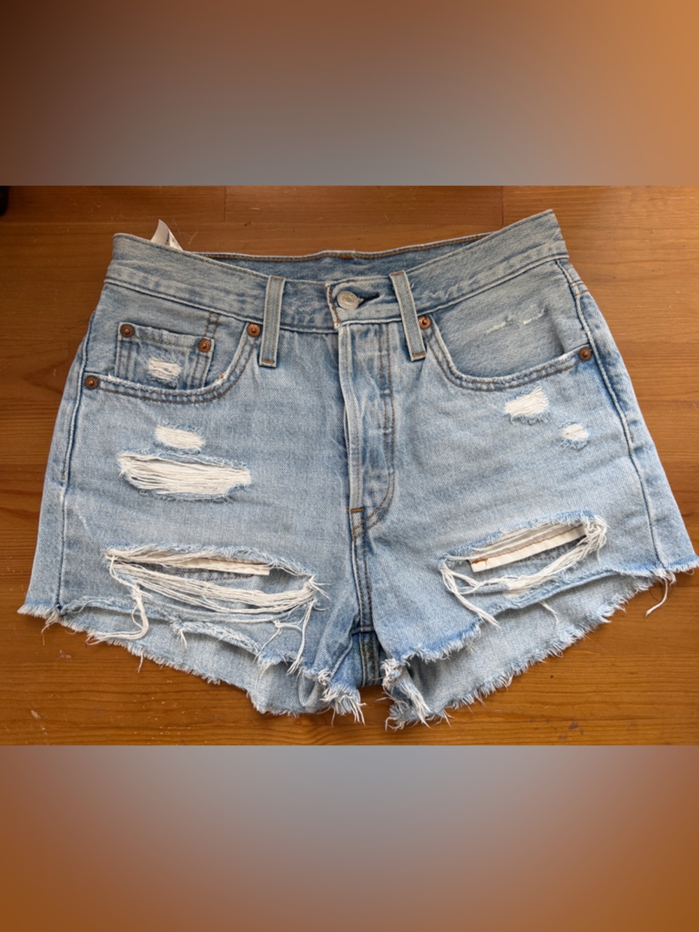 Levi's Light Blue Distressed Cutoff Jean Shorts